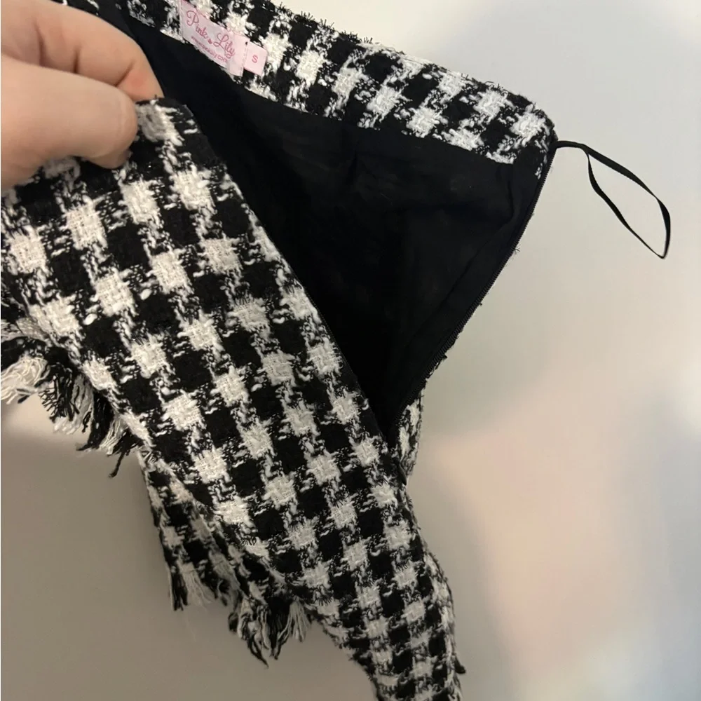 Pink Lily Black and White Houndstooth Mini Skirt - Picture 3 of 5
